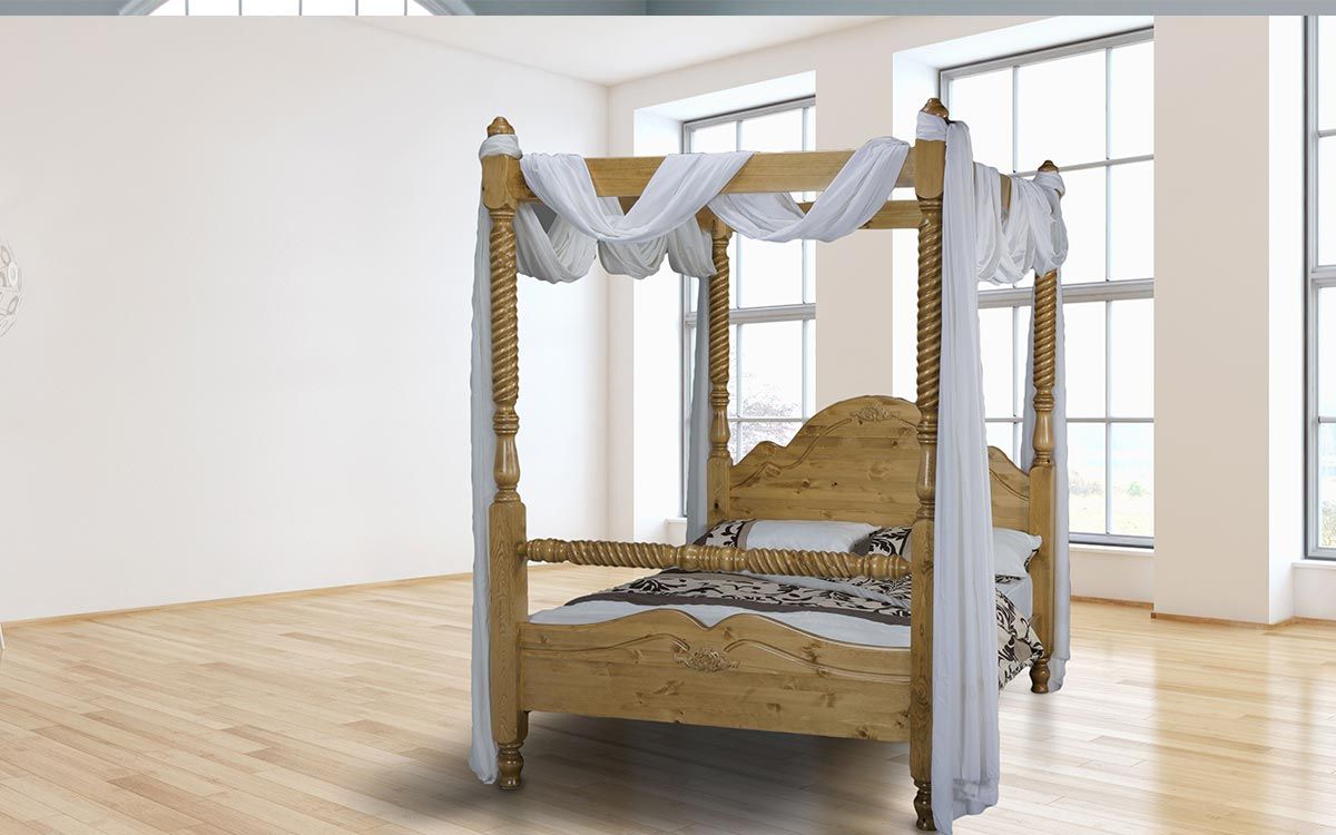Barley Twist four poster pine bed frame