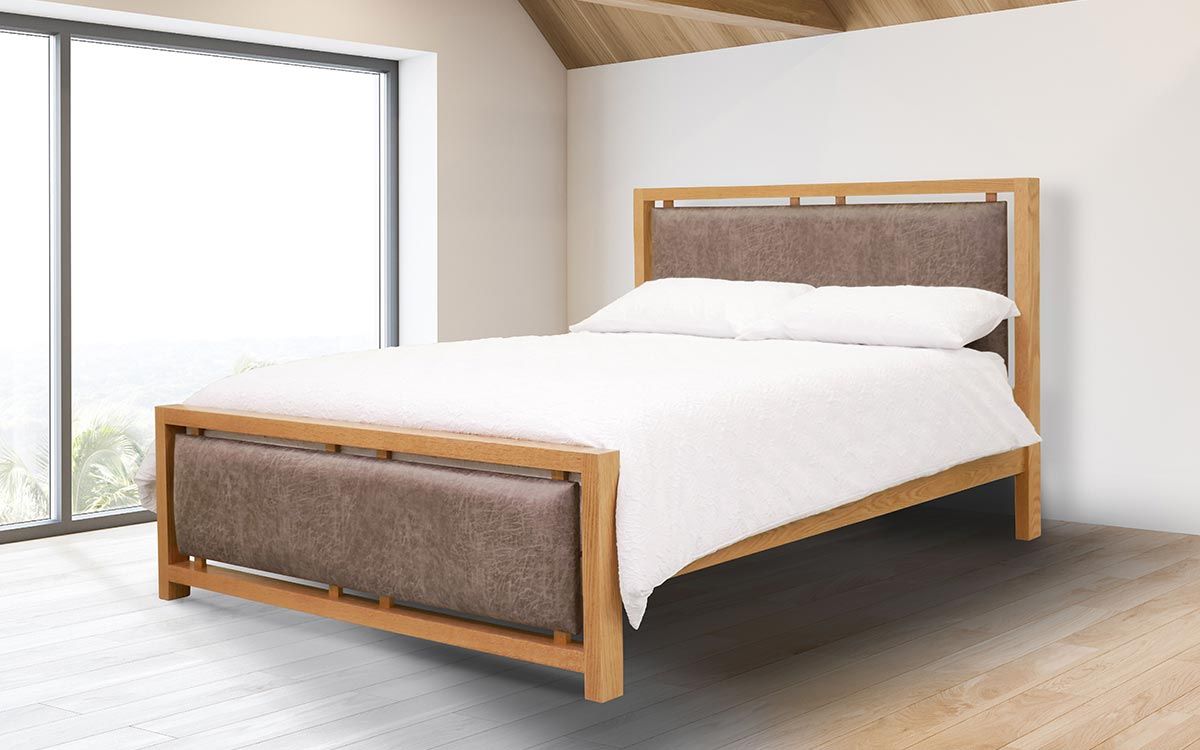 Modena Oak Padded bed frame